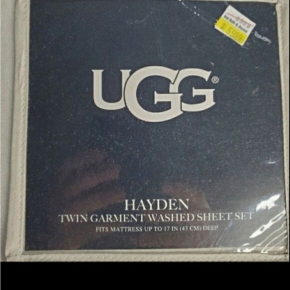 NEW UGG TWIN BED HAYDEN GARMENT WASHED SHEET SHEETS Oatmeal Cream PILLOWCASE NWT - Picture 4 of 4